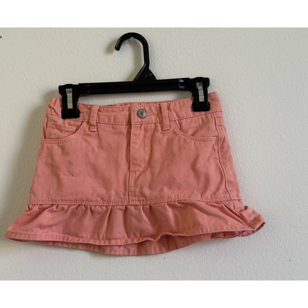 Levi’s Girls Size 6 Scooter Skort Coral Pink Denim Ruffle Hem Y2K Kids